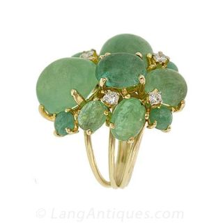 Green Beryl and Diamond Ring