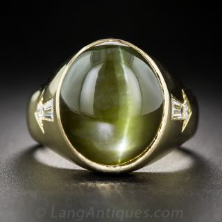 Green Chrysoberyl Cat's-Eye Gent's Ring