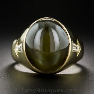 Green Chrysoberyl Cat's-Eye Gent's Ring