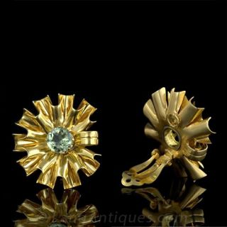 Green Toumaline Retro Earclips