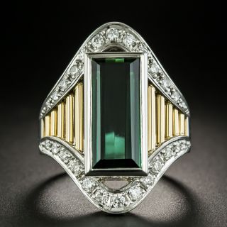 Green Tourmaline and Diamond Dinner Ring - 1