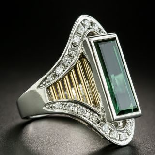 Green Tourmaline and Diamond Dinner Ring
