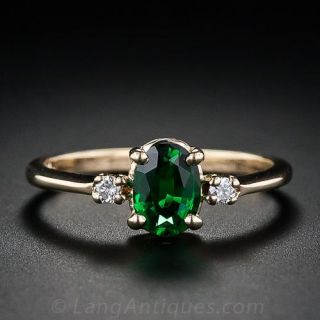 Green Tourmaline and Diamond Ring