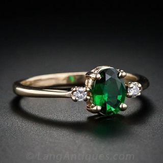 Green Tourmaline and Diamond Ring