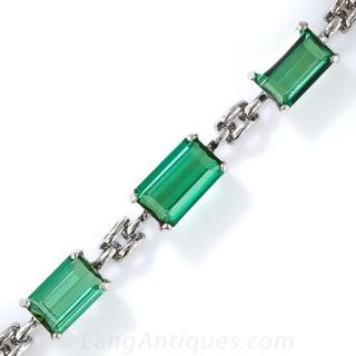 Green Tourmaline and Platinum Bracelet