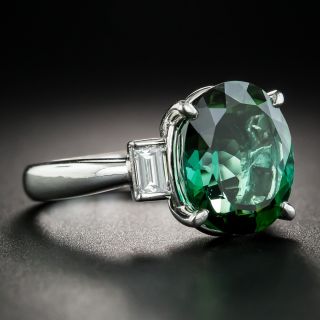 Green Tourmaline Platinum Diamond Ring