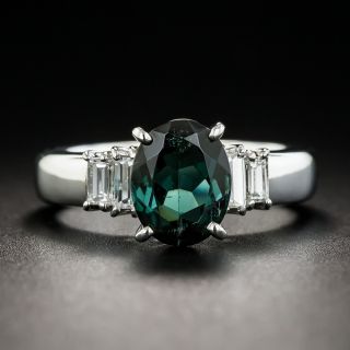Green Tourmaline Platinum Diamond Ring