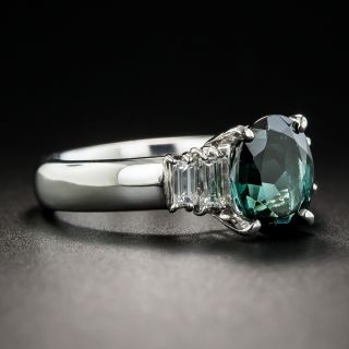 Green Tourmaline Platinum Diamond Ring