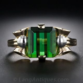 Green Tourmaline Retro Ring