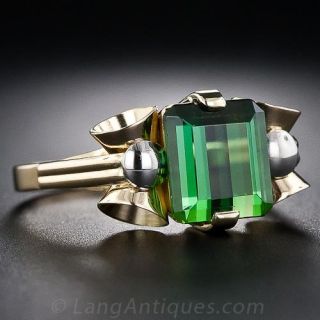 Green Tourmaline Retro Ring
