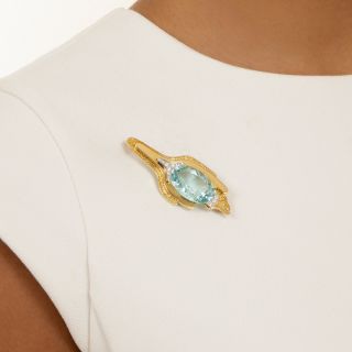 Grima 20.50 Carat Aquamarine and Diamond Brooch