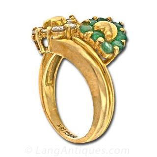 Gucci Ring with Emeralds and Diamonds