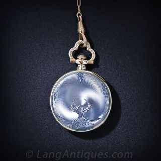 Guilloche Enamel Pendant Watch Necklace