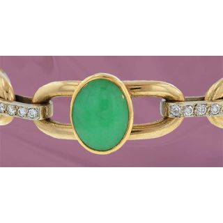 Gumps Jade and Diamond Link Bracelet
