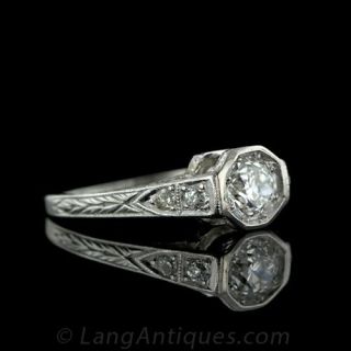 Half Carat Art Deco Platinum Diamond Engagement Ring