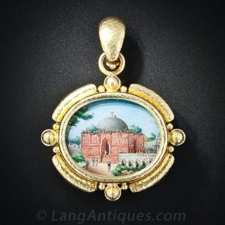 Hand-Painted Miniature Brooch and Pendant by Elizabeth Locke