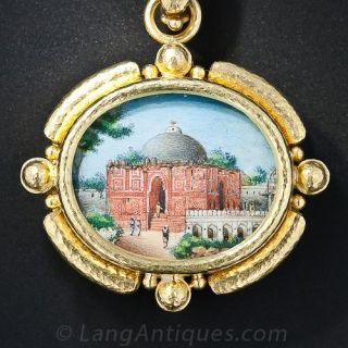Hand-Painted Miniature Brooch and Pendant by Elizabeth Locke