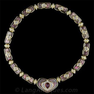Harry Winston Mother of Pearl, Ruby and Diamond Necklace 