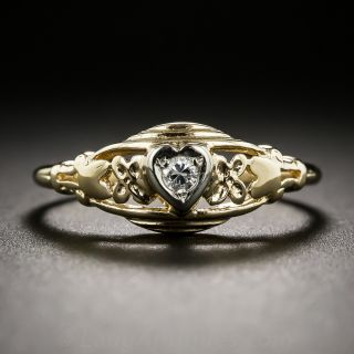 Heart Motif Diamond Engagement Ring