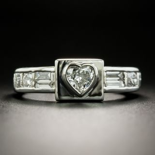 Heart Shape Diamond Platinum Diamond Ring - 1