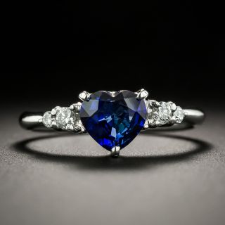 Heart-Shaped 1.10 Carat Sapphire and Diamond Ring - 1