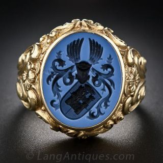 Hefty Gent's Hardstone Intaglio Ring