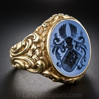 Hefty Gent's Hardstone Intaglio Ring