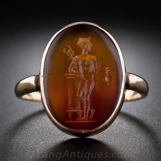 Hermes Carnelian Intaglio Ring 