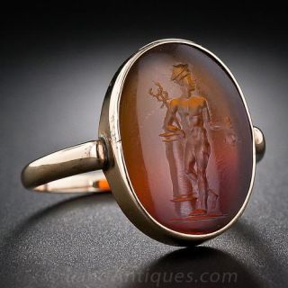 Hermes Carnelian Intaglio Ring 