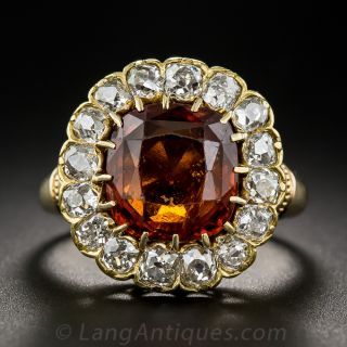Hessonite Garnet and Diamond Victorian Ring - 2