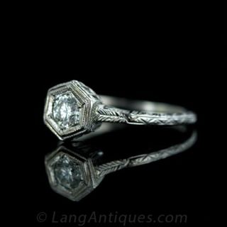 Hexagonal-Motif Art Deco Diamond Ring