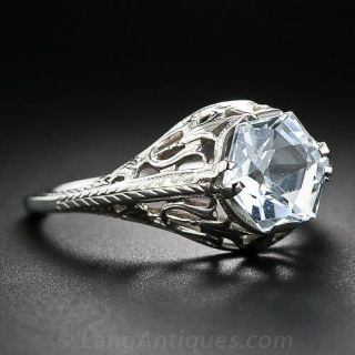 Vintage Hexagonal Aquamarine Ring