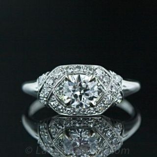 High Quality .74 Carat European Cut Diamond Engagement Ring Main View