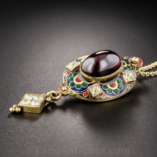 Holbeinesque Renaissance Revival Garnet and Enamel Pendant