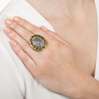 Holbeinesque Sapphire Carved Cameo Rennaissance Revival Ring