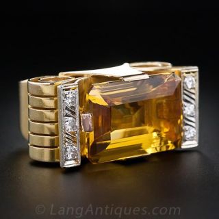 Horizontal Retro Citrine Ring
