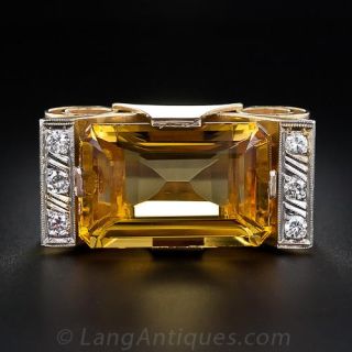 Horizontal Retro Citrine Ring