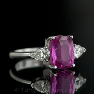 Hot Pink Sapphire and Diamond Ring