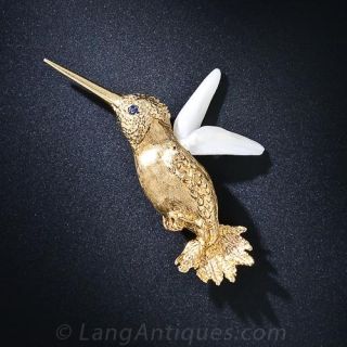 Hummingbird with Pearl Wings Brooch - 2
