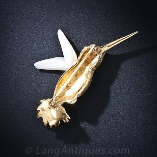 Hummingbird with Pearl Wings Brooch