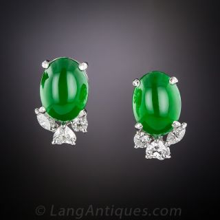 Imperial Jade and Diamond Earrings