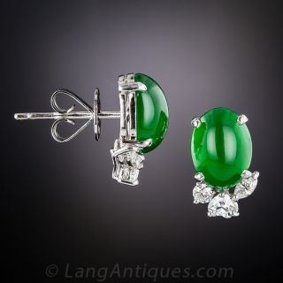Imperial Jade and Diamond Earrings
