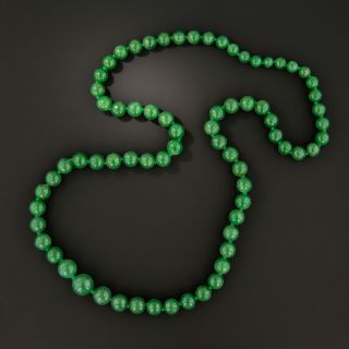 Imperial Natural Burmese Jade Bead Necklace - 2