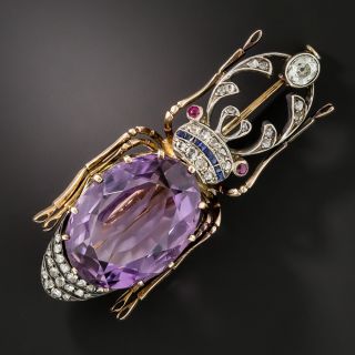 Imperial Russian Amethyst Beetle Brooch - 1