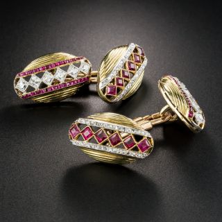 Imperial Russian Ruby and Diamond Cufflinks - 1