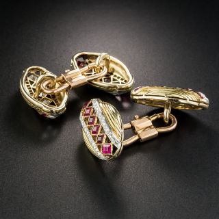 Imperial Russian Ruby and Diamond Cufflinks