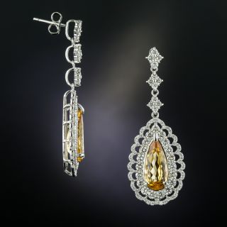 Imperial Topaz Diamond Drop Earrings - 1