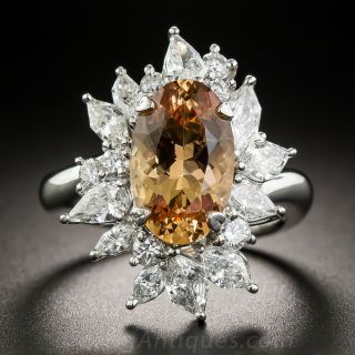 Imperial Topaz, Platinum and Diamond Cocktail Ring - 1