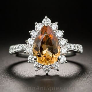 Imperial Topaz Platinum and Diamond Ring