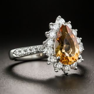 Imperial Topaz Platinum and Diamond Ring